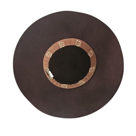 Hatch 100% Wool Wide Brim Floppy Hat Brown Floral Embroidery Festivalwear Boho - Picture 7 of 12
